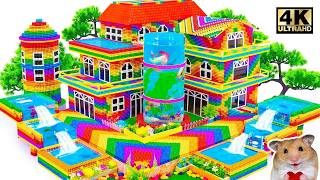 ASMR x 1.5 - Build Holiday Villa With HIGHEST Fish Tank & Triple Waterfall From Magnetic Balls