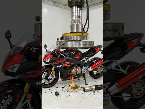 Kawasaki ninja h2r under hydraulic press #shorts #viral #crush