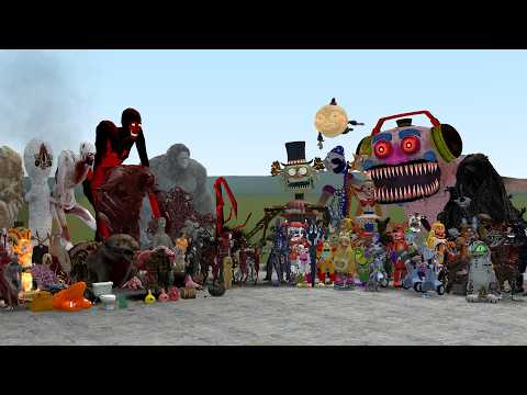 ALL FNAF 1-11 SECRET OF THE MIMIC ANIMATRONICS VS ALL SCP FOUNDATION ANOMALIES In Garry's Mod!