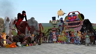 ALL FNAF 1-11 SECRET OF THE MIMIC ANIMATRONICS VS ALL SCP FOUNDATION ANOMALIES In Garry's Mod!