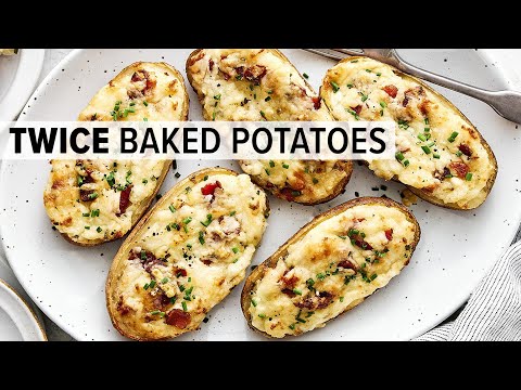 TWICE BAKED POTATOES | Potatoes with a Cheesy, Bacon and Chive Filling!