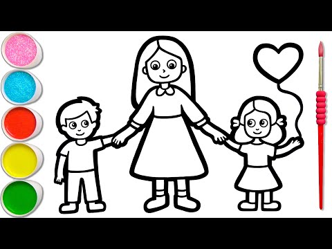 Menggambar, Melukis dan Mewarnai Gambar Hari Ibu untuk Anak, Balita | Mari Melukis Bersama #172