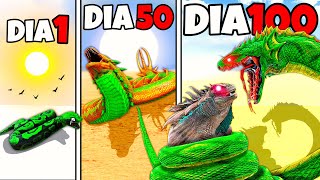 SOBREVIVI 100 DIAS COMO A GIGANTE SERPENTE DEVORADORA DE GODZILLA E KAIJUS! DINOSSAURO ARK