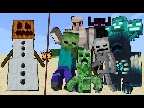 Titan Snow Golem vs All Titan mobs in Minecraft - Minecraft Mob Battle