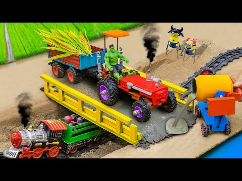 diy tractor making mini Concrete bridge | diy tractor build a Train Bridge