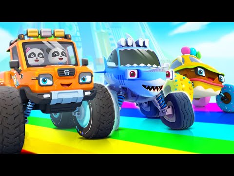 Shark Truck, Monster Truck, Ice Cream Truck | Street Vehicles | Kids Songs | BabyBus - Cars World