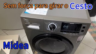 Lava e seca Midea sem força pra girar o cesto, como resolver 