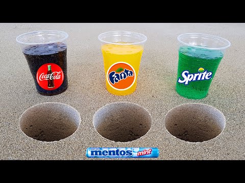 Experiment !! Double Coca Cola, Fanta, Sprite and Mentos Underground !! Big Volcano