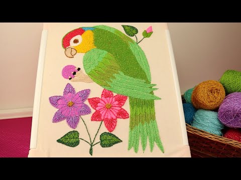🧵 ¡Haz Volar Tu Creatividad! 🦜 Aprende a Bordar un Cotorro con Detalles Increíbles🌿Fácil🌼🌸