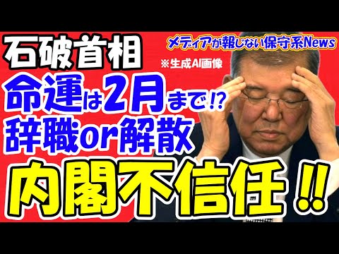 【石破首相】命運は２月まで！？総辞職or解散！？夫婦別姓に反対で内閣不信任案！？大連立の仕掛け人に思わぬ名前！！衆参ダブル選や大連立！！石破おろしが起きない理由！！【メディアが報じない保守系News】