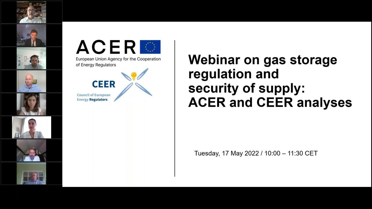 ACER and CEER webinar on gas storage and security of supply