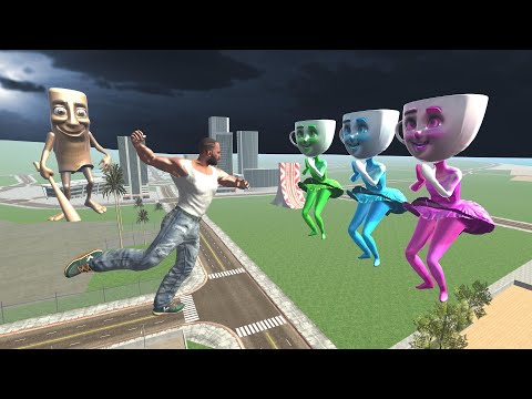 Tiny Colorful Ballerina Cappuccino vs Tung Tung Sahur & Franklin In Indian Bike Driving 3d 