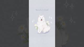 A drawing of a fluffy samoyed! 🐩 #animalart #cutedoggos #samoyedlovers #fluffydog #digitalart