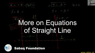 More on Equations of Straight Line