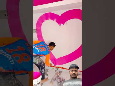 Wall painting dip pink collor fast cort#wallpaintingideas#wallpainting#wallari #shortvideo #youtube