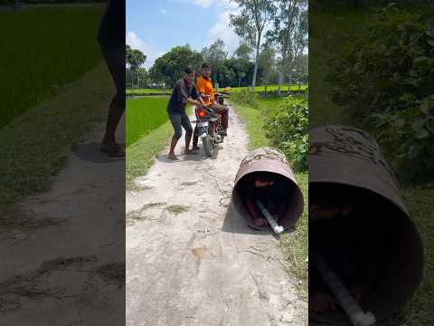 The boy entered the drum.16