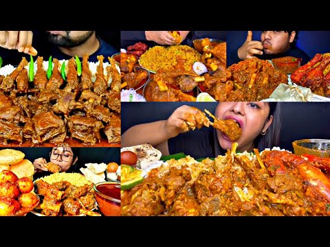 ASMR EATING SPICY MUTTON CURRY, CHICKEN CURRY, BIRYANI | BEST INDIAN FOOD MUKBANG |Foodie India|