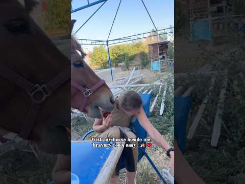 Love makes me braver.🐴❤#horseandhuman #horsebond #wholesomemoments #fyp#horse