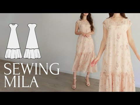 DIY Long Chiffon Dress with Tiered Ruffle Skirt + Sewing Pattern