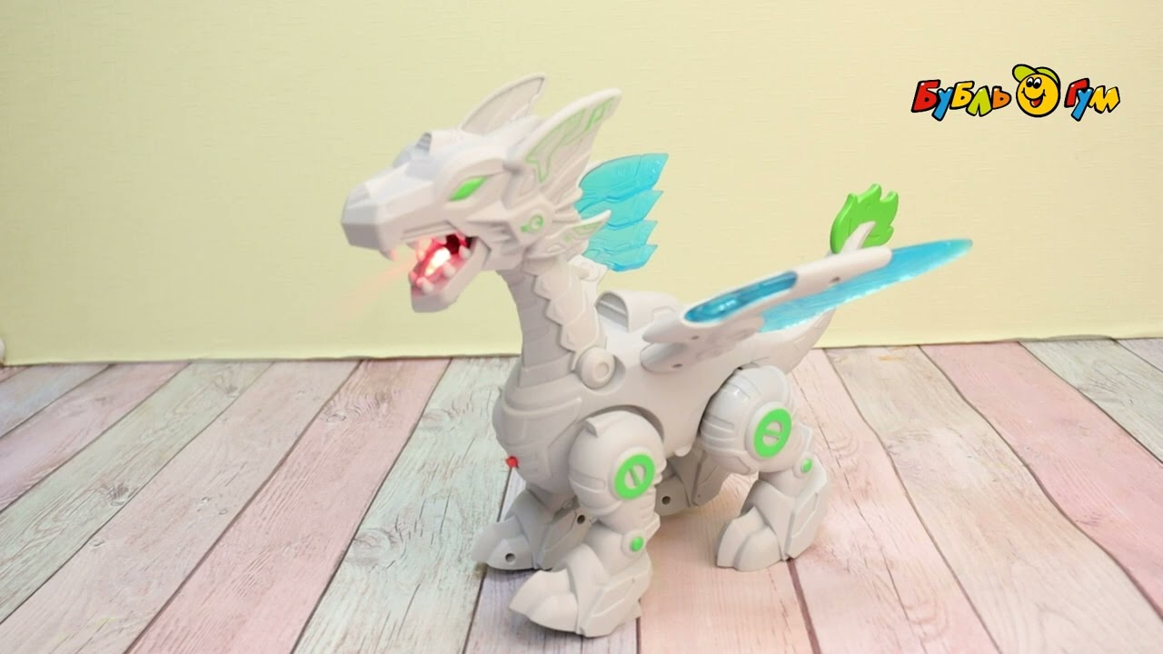 Робо-дракон Lanson Toys на батарейках ходит и пускает пар световые и звуковые эффекты - видео