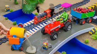 DIY Mini Tractor Using Bricks for Overhead Bridge Construction | Fun Construction Science Project