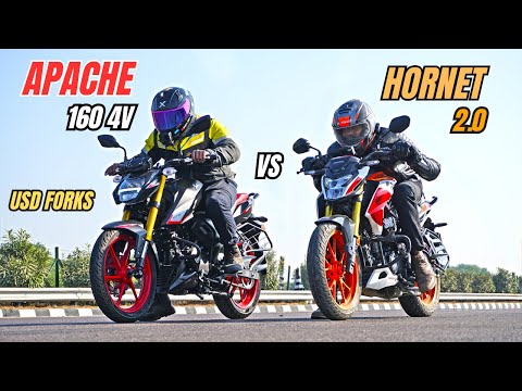 All New Tvs Apache 160 4v USD FORKS Vs Honda Hornet 2.0 Repsol Edition Drag Race