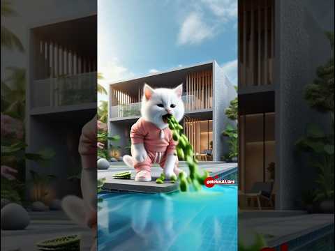 Cute cat doesn't like to eat bitter melon #NekoAI.4rt #catlovers #funnycats #catshorts #catvideos