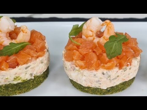 ENTRANTE O APERITIVO DE GAMBAS Y SALMÓN FÁCIL.  Delicioso, fácil y rápido para sorprender