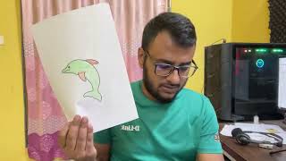 Let's color the picture of a dolphin together.