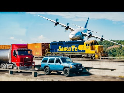 High-Stakes Plane Crash onto a Train and Insane Accidents | BeamNG.Drive