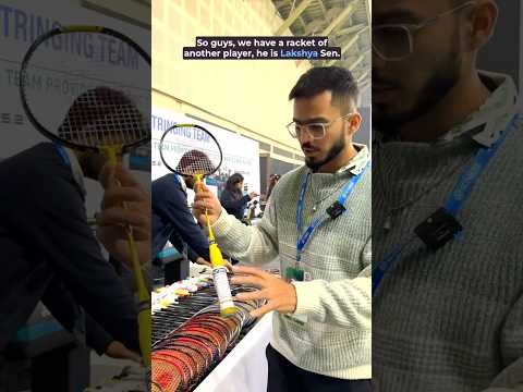 Viktor Axelsen & Lakshay Sen Racket | Yonex Stringing Area at India Open #badmintonstring #indiaopen