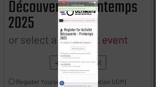 How to register for the discovery activity of ultimate in Montreal