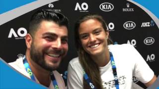 Maria Sakkari talks to Kyriakos Gold