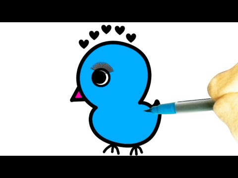 Easy Chick Coloring🐤 Love Chick Coloring Page with Hearts | Cute Bird Drawing for Kids