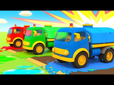 ¡Camiones de colores! Dibujos animados de coches para niños