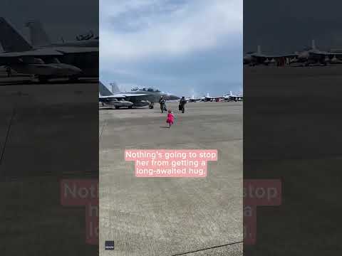 Little girl runs to Navy dad returning home after deployment | Militarykind #shorts