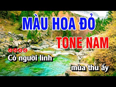 Karaoke Màu Hoa Đỏ Tone Nam Nhạc Sống | Nguyễn Linh