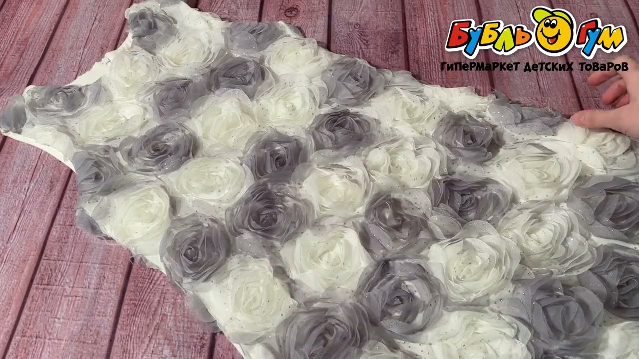 Платье Lanson Kids с бело-сиреневыми розами с сумкой белое - видео