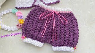 Easy and Beautiful Crochet Baby Girl Shorts /Kolay ve Güzel Tığ işi Kız Bebek Şortu /3-6 ay