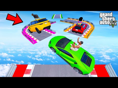 FRANKLIN TRIED IMPOSSIBLE GAP JUMP ROAD PARKOUR RAMP CHALLENGE GTA 5 | SHINCHAN and CHOP