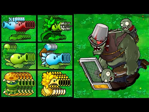 PVZ 1 Hybrid Challenge - 5 All Plants Pea  Epic Mod vs 1 Head Door GigaGargantuar - Who Will Win?