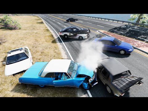 Crashes Cars in BeamNG.Drive – Truck Police Cars Realistic Physics and Destruction |Car crash #7