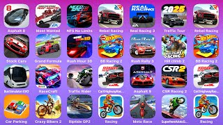 Asphalt 8, Most Wanted, NFS No Limits, Rebel Racing, Real Racing 3, Traffic Tour, Stock Cars...