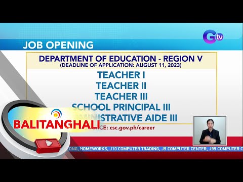 Job openings ng Department of Education sa Region V | Videos | GMA News ...