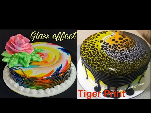 Glass effect cake and Tiger print cake Live Cake...