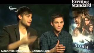 Noah star Douglas Booth tricked costar Logan Lerman into eating spicy sauce