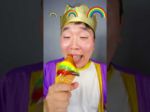 SMALL MEDIUM BIG Emoji FOOD CHALLENGE | The best rainbow food mukbang asmr #shorts