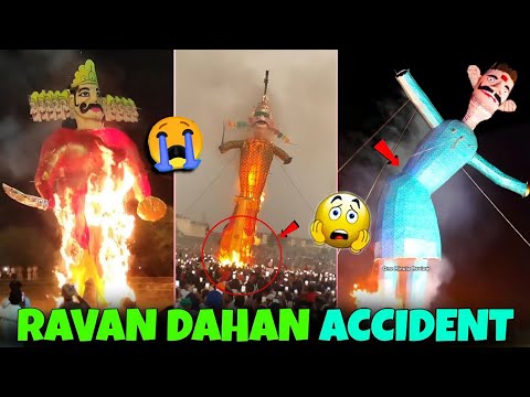 जलता हुआ रावण लोगों पर ही गिर गया😰 | Ravan Dahan 2024 | Ravan Dahan Accident | Dussehra Ravan Dahan