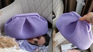 حقيبه كروشيه ترند 2025 بقفل سحرى/كلاتش كروشيه 🔥 crochet bag/clutch crochet