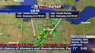 (2) PDS Tornado Warning - August 24 Tornado Outbreak - IN/OH (WISE)